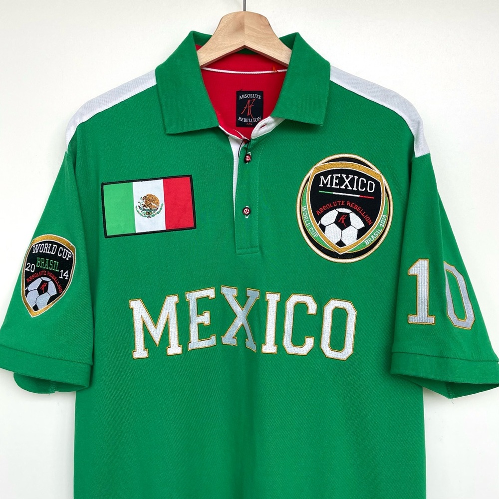 Absolute Rebellion Polo Word Cup Brasil 2014 Mexico Short Sleeve Stretch - Picture 11 of 16